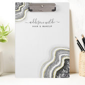 ブラックアンドホワイトグリッターアゲテジオデラックスシック クリップボード