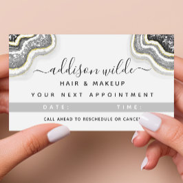 ブラックアンドホワイトグリッターアゲテジオデラックスシック 予約カード