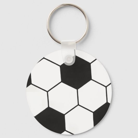 ブラックアンドホワイトサッカーボール幾何学模様 キーホルダー (正面)