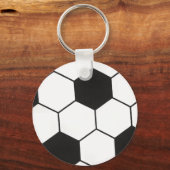 ブラックアンドホワイトサッカーボール幾何学模様 キーホルダー (正面)