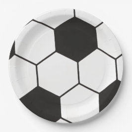 ブラックアンドホワイトサッカーボール幾何学模様 ペーパープレート