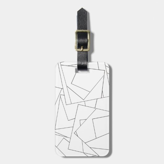 ブラックアンドホワイトジオメトリックモダンバウハウス ラゲッジタグ (正面縦)