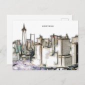 ブラックアンドホワイトスカイラインニューヨークシティスケッチ ポストカード (正面/裏面)