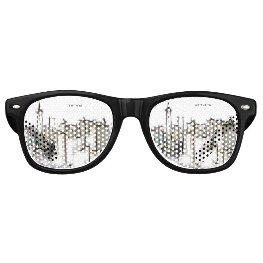 ブラックアンドホワイトスカイラインニューヨークシティスケッチ レトロサングラス (正面)