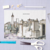 ブラックアンドホワイトスカイラインニューヨークシティスケッチ 薄葉紙 (クラフト)