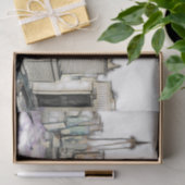 ブラックアンドホワイトスカイラインニューヨークシティスケッチ 薄葉紙 (ギフト)