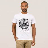 ブラックアンドホワイトタイガー顔 Tシャツ (正面フル)