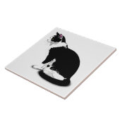 ブラックアンドホワイトタキシード猫カスタム タイル (側面)