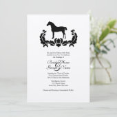 ブラックアンドホワイトダマスクホース結婚式招待状 招待状 (スタンド正面)