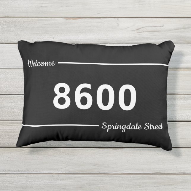 ブラックアンドホワイトハウスナンバーズ通り住所ポーチ アウトドアクッション (裏面)