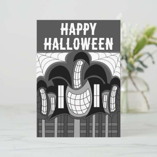 ブラックアンドホワイトハ幽霊のよく出るウスハローウィンパーティ 招待状 (スタンド正面)