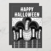 ブラックアンドホワイトハ幽霊のよく出るウスハローウィンパーティ 招待状 (正面/裏面)