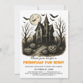 ブラックアンドホワイトハ幽霊のよく出るウスハローウィンパーティ 招待状 (正面)