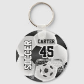 ブラックアンドホワイトパーソナライズサッカー⚽💖 キーホルダー (正面)