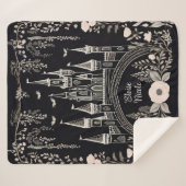 ブラックアンドホワイトフェアユタリーキャッスルイラストレーション シェルパブランケット (正面(横))