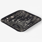 ブラックアンドホワイトフェアユタリーキャッスルイラストレーション ペーパープレート (傾斜あり)