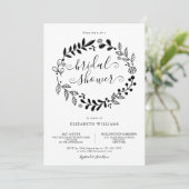 ブラックアンドホワイトフローラガーランドブライダルシャワー 招待状 (スタンド正面)