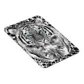 ブラックアンドホワイトブルーアイズタイガーデザイン マグネット (右側)