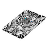 ブラックアンドホワイトブルーアイズタイガーデザイン マグネット (左側)