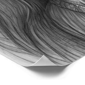 ブラックアンドホワイトペンシルスケッチガールポートレート ポスター (角)