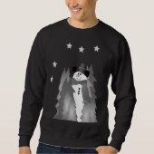 ブラックアンドホワイトホリデー雪だるま スウェットシャツ (正面)