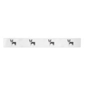 ブラックアンドホワイトボストンテリアードッグイラストレーション サテンリボン (正面)