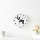 ブラックアンドホワイトボストンテリアードッグイラストレーション ラウンド壁時計 (ホーム)