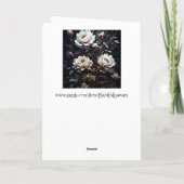 ブラックアンドホワイトローゼズウォーターカラーアイアート誕生日 カード (裏面)