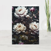 ブラックアンドホワイトローゼズウォーターカラーアイアート誕生日 カード (正面)