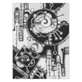 ブラックアンドホワイト幾何学アート4 テーブルクロス (正面)