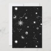 ブラックアンドホワイト魔法の月クリスタルボール 誕生日 招待状 (裏面)