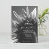 ブラックアンドホワイト ガーデン ヒマワリ ウェディング 招待状 (スタンド正面)