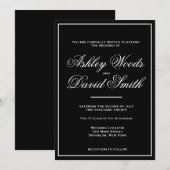 ブラックアンドホワイト クラシック エレガント スクリプト 招待状 (正面/裏面)