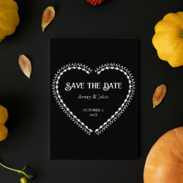 ブラックアンドホワイト ゴシック ミニマリスト Save The Date 招待状