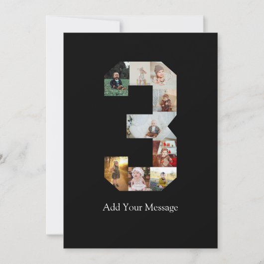 ブラックアンドホワイト ナンバー3 フォトコラージュ 案内状 (正面)