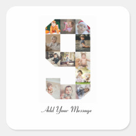 ブラックアンドホワイト ナンバー9 フォトコラージュ スクエアシール