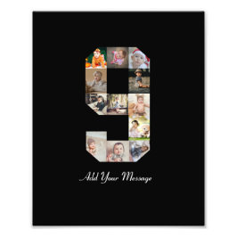 ブラックアンドホワイト ナンバー9 フォトコラージュ フォトプリント           