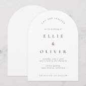 ブラックアンドホワイト ボホ アーチ モダン ウェディング 招待状 (正面/裏面)