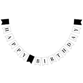 ブラックアンドホワイト モダンなお誕生日おめでとう バンティングフラッグ
