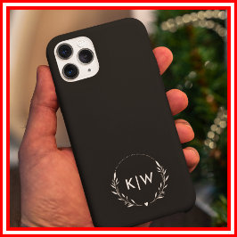 ブラックアンドホワイト モダンイニシャルモノグラム iPhone 16 PRO MAXケース