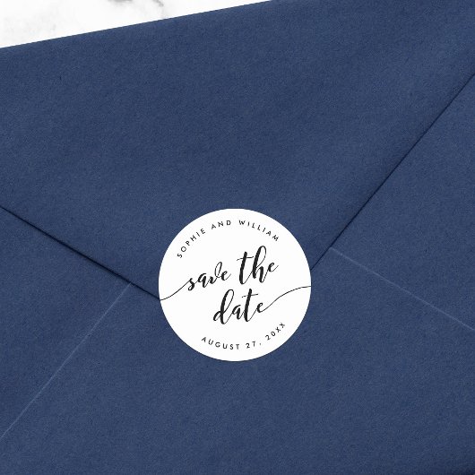 ブラックアンドホワイト リラックススクリプト セーブ・ザ・デート ラウンドシール