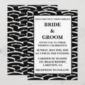 ブラックアンドホワモダンイトストライプラグジュアリー結婚ズ 招待状 (正面/裏面)