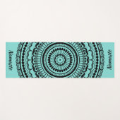 ブラックアンドライトティール(緑がかった色)メンディヘナマンダラ ヨガマット (正面(横))