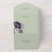 ブラックアンドラベンダーフローラオンセージグリーン オールインワン招待状 (外側)