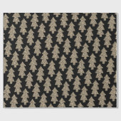 ブラックアンドレオパードアニマルプリントクリスマスツリー ラッピングペーパー (フラット)