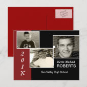 ブラックアンドレッドスクラップブックスタイルグラード招待状 インビテーションポストカード (正面/裏面)