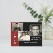 ブラックアンドレッドスクラップブックスタイルグラード招待状 インビテーションポストカード (スタンド正面)