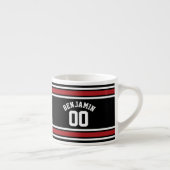 ブラックアンドレッドスポーツジャージー名前をカスタムする番号 エスプレッソカップ (右)