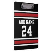 ブラックアンドレッドスポーツジャージー名前をカスタムする番号 クリップボード (右)