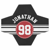 ブラックアンドレッドスポーツジャージー名前をカスタムする番号 サッカーボール (フラット)